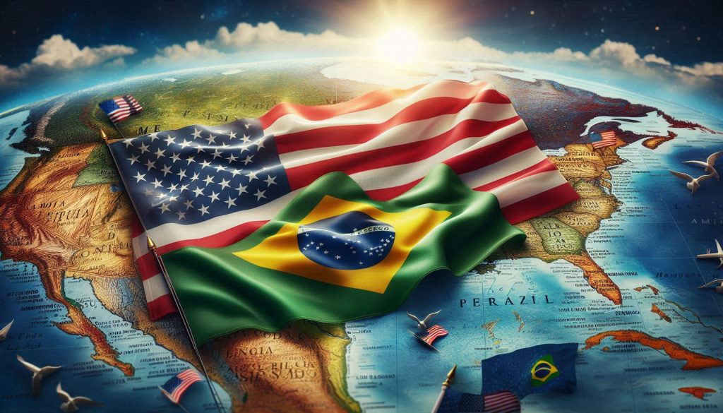 US flag and Brazilian flag