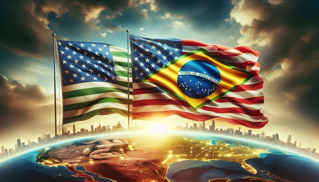 US flag and Brazilian flag