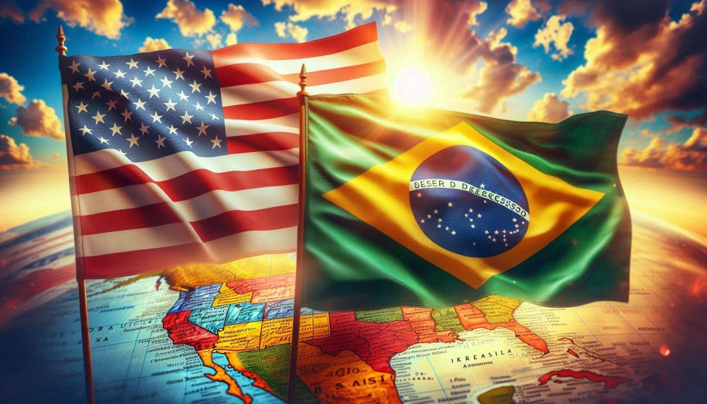 US flag and Brazilian flag